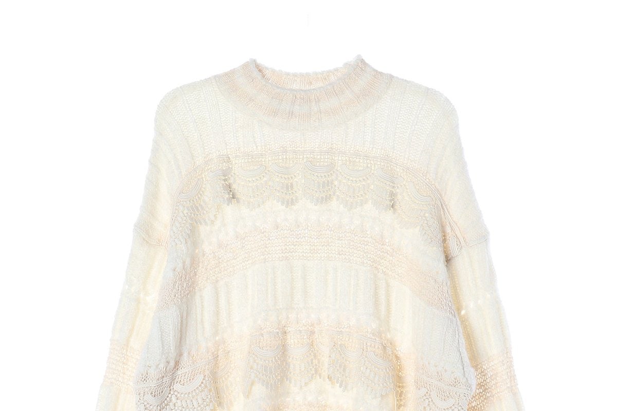 ZARA 자라 아이보리 레이스 루즈핏 오버핏 니트 스웨터 이미지 3