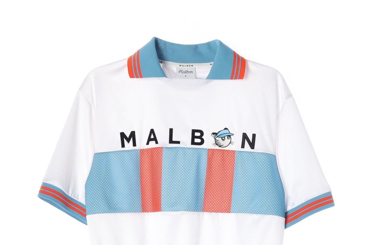 MALBON 말본 화이트 블루 반팔 카라티 골프 로고 티셔츠 상세 이미지 3