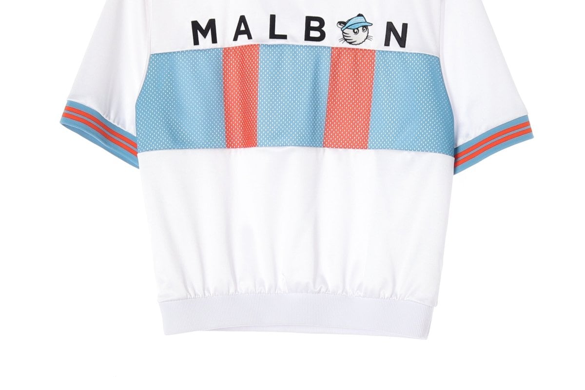 MALBON 말본 화이트 블루 반팔 카라티 골프 로고 티셔츠 상세 이미지 4