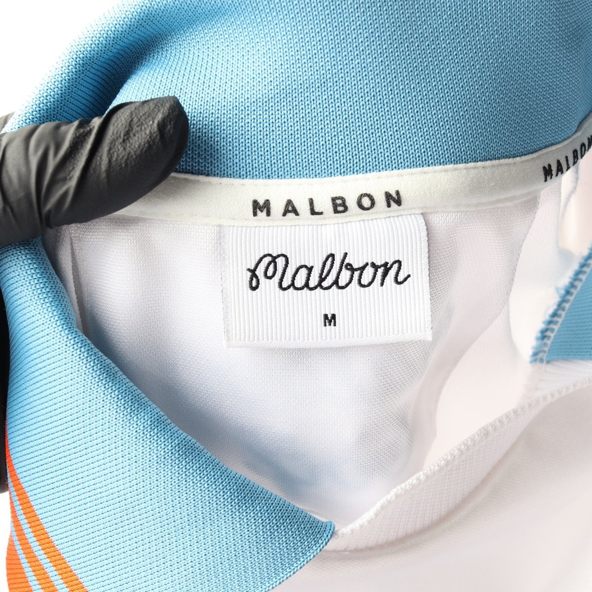 MALBON 말본 화이트 블루 반팔 카라티 골프 로고 티셔츠 상세 이미지 5