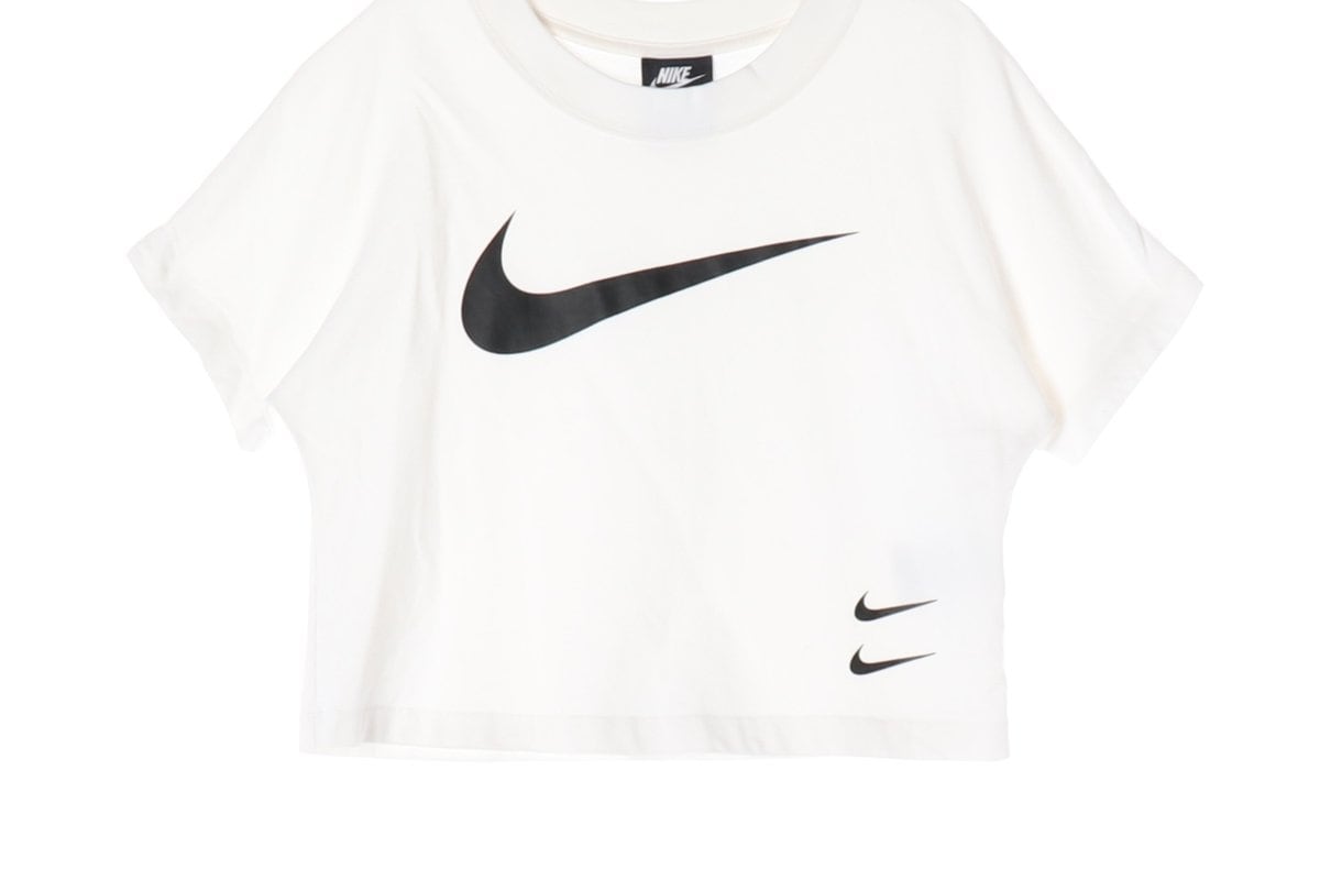 NIKE 나이키 화이트 스우시 반팔 크롭 티셔츠 상세 이미지 4