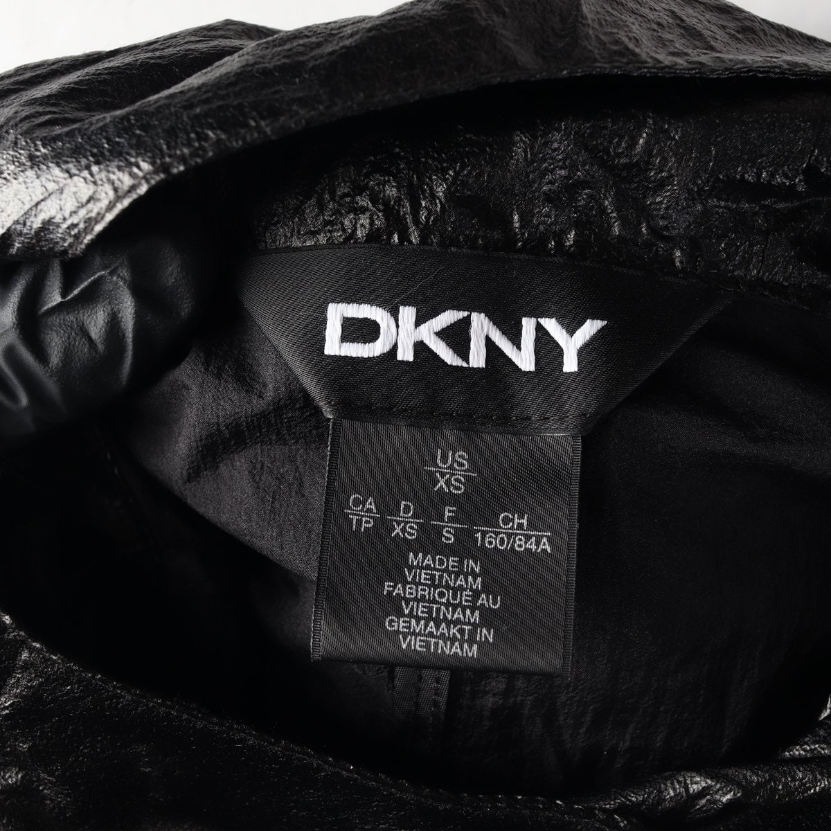 DKNY 디케이앤와이 글로시 블랙 프쉬테일 롱  바람막이 점퍼 XS 이미지 6