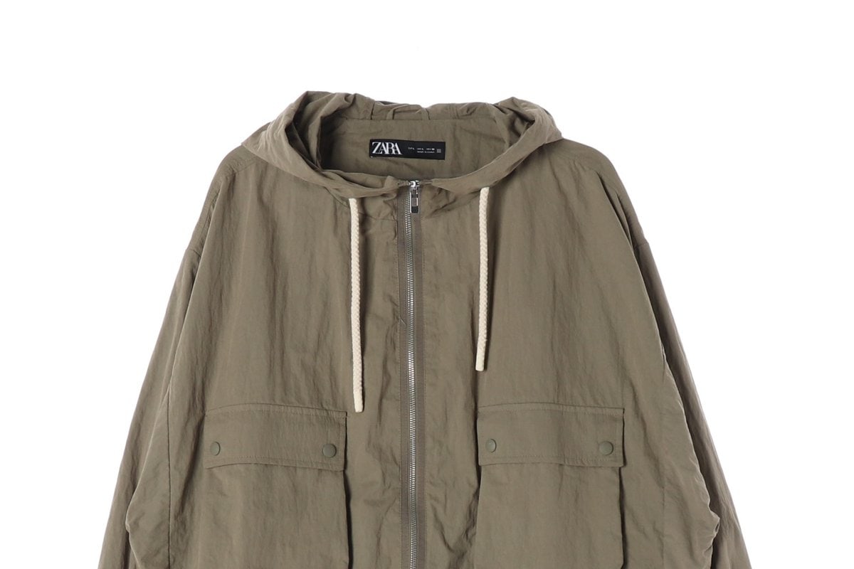 ZARA 자라카키 아웃포켓 오버핏 후드 집업 재킷  이미지 4