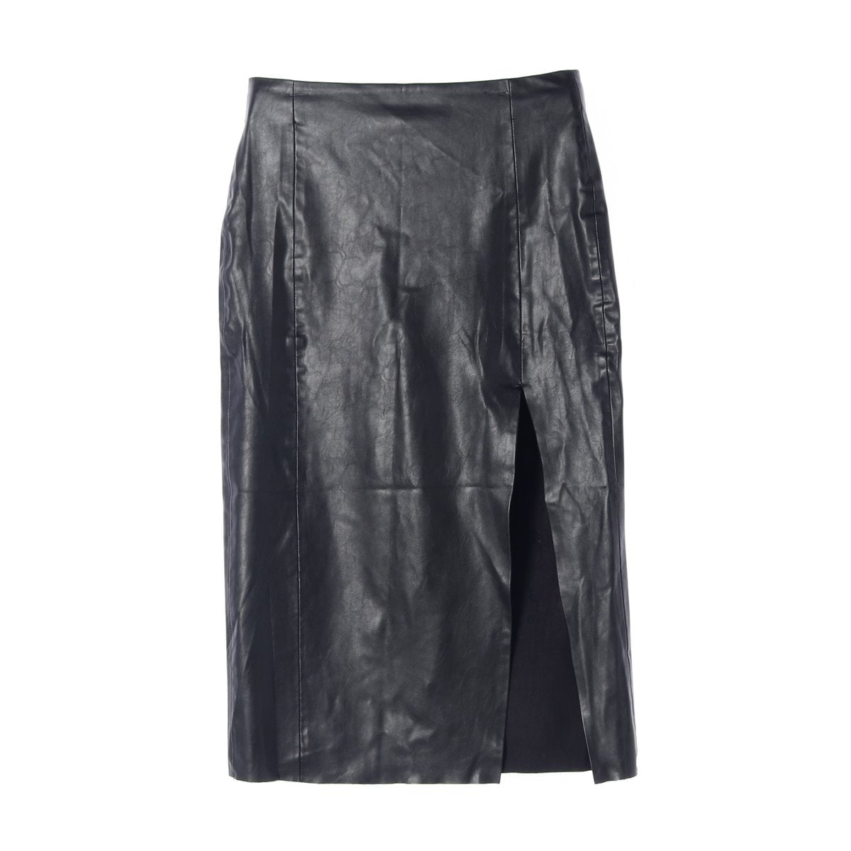 ZARA 자라 블랙 레더 컷아웃 슬릿 롱 가죽 치마 스커트 S 이미지 1
