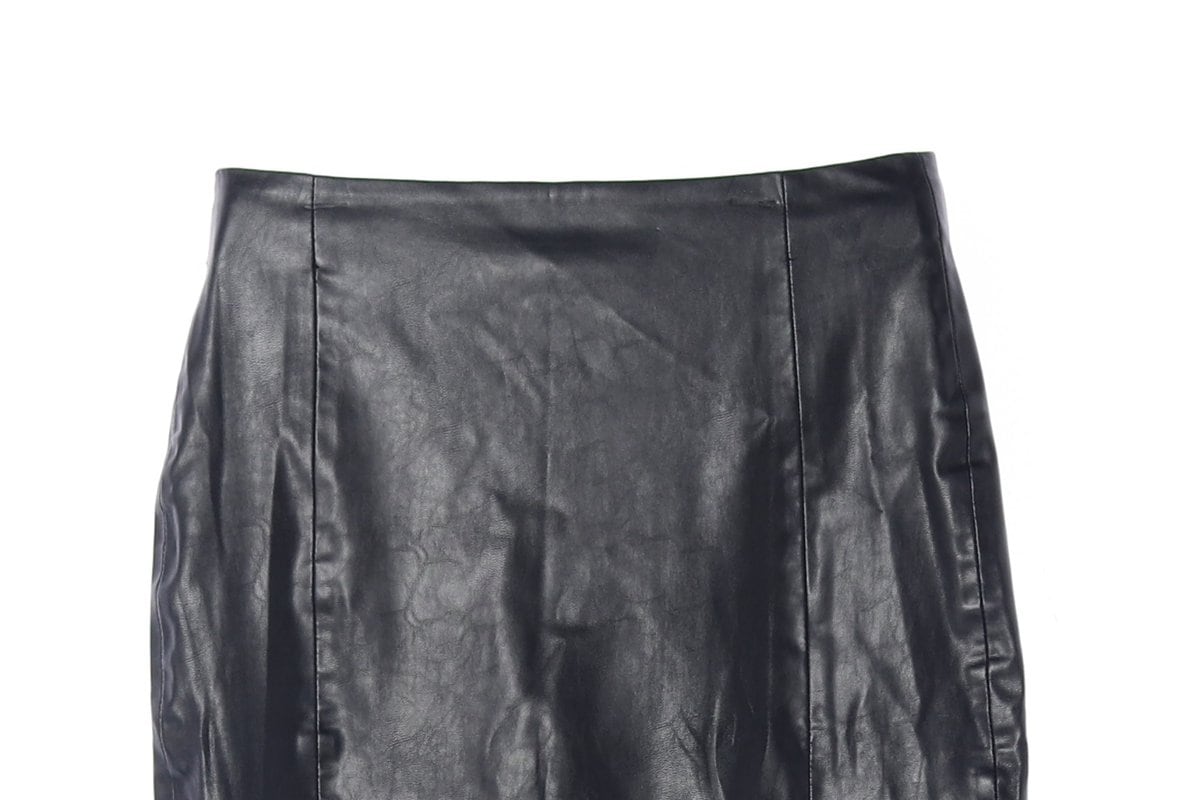 ZARA 자라 블랙 레더 컷아웃 슬릿 롱 가죽 치마 스커트 S 상세 이미지 3
