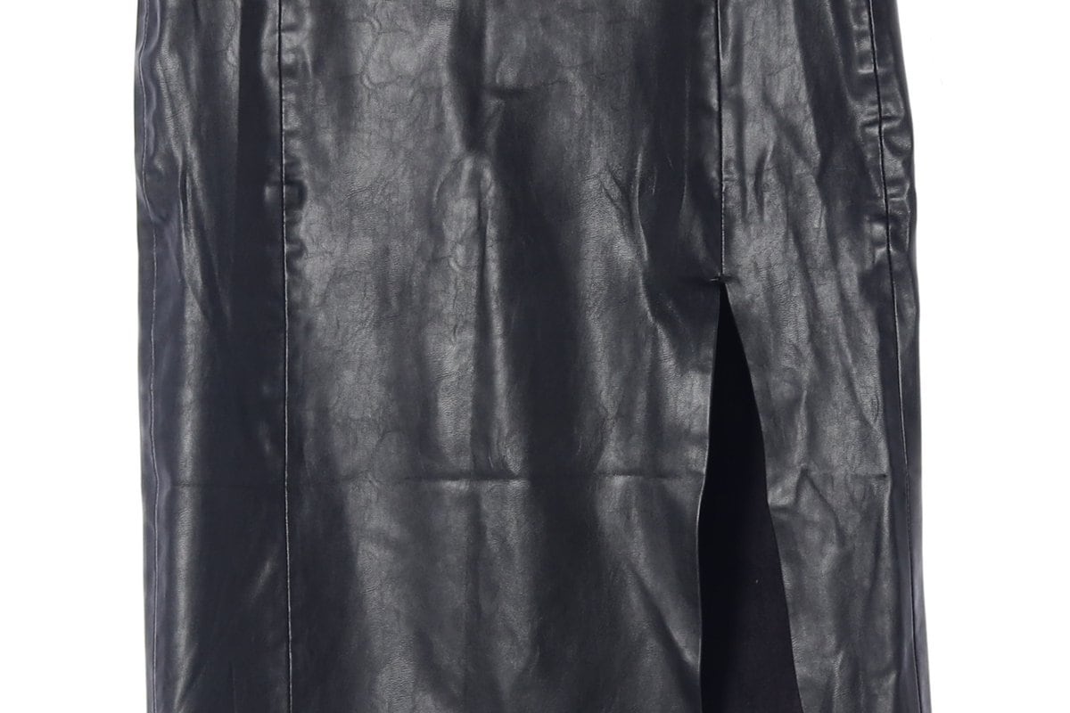ZARA 자라 블랙 레더 컷아웃 슬릿 롱 가죽 치마 스커트 S 상세 이미지 4