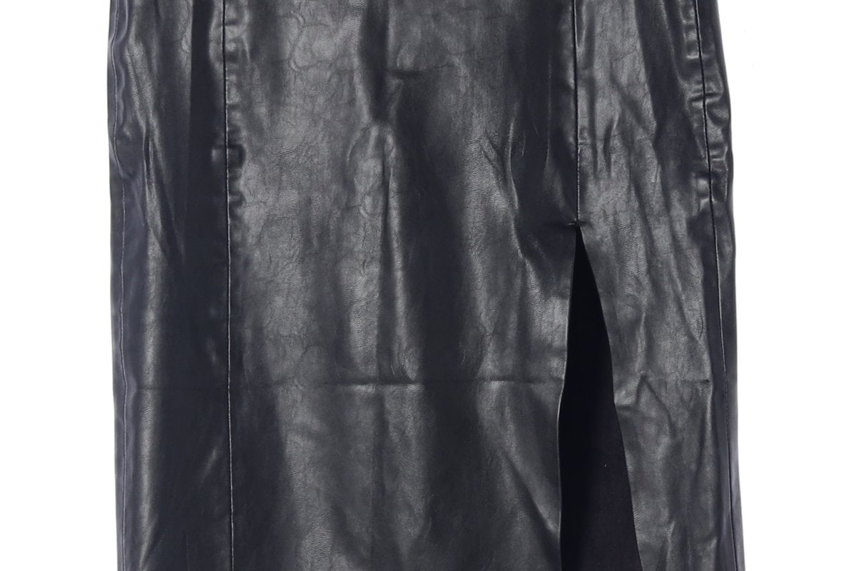 ZARA 자라 블랙 레더 컷아웃 슬릿 롱 가죽 치마 스커트 S 이미지 4