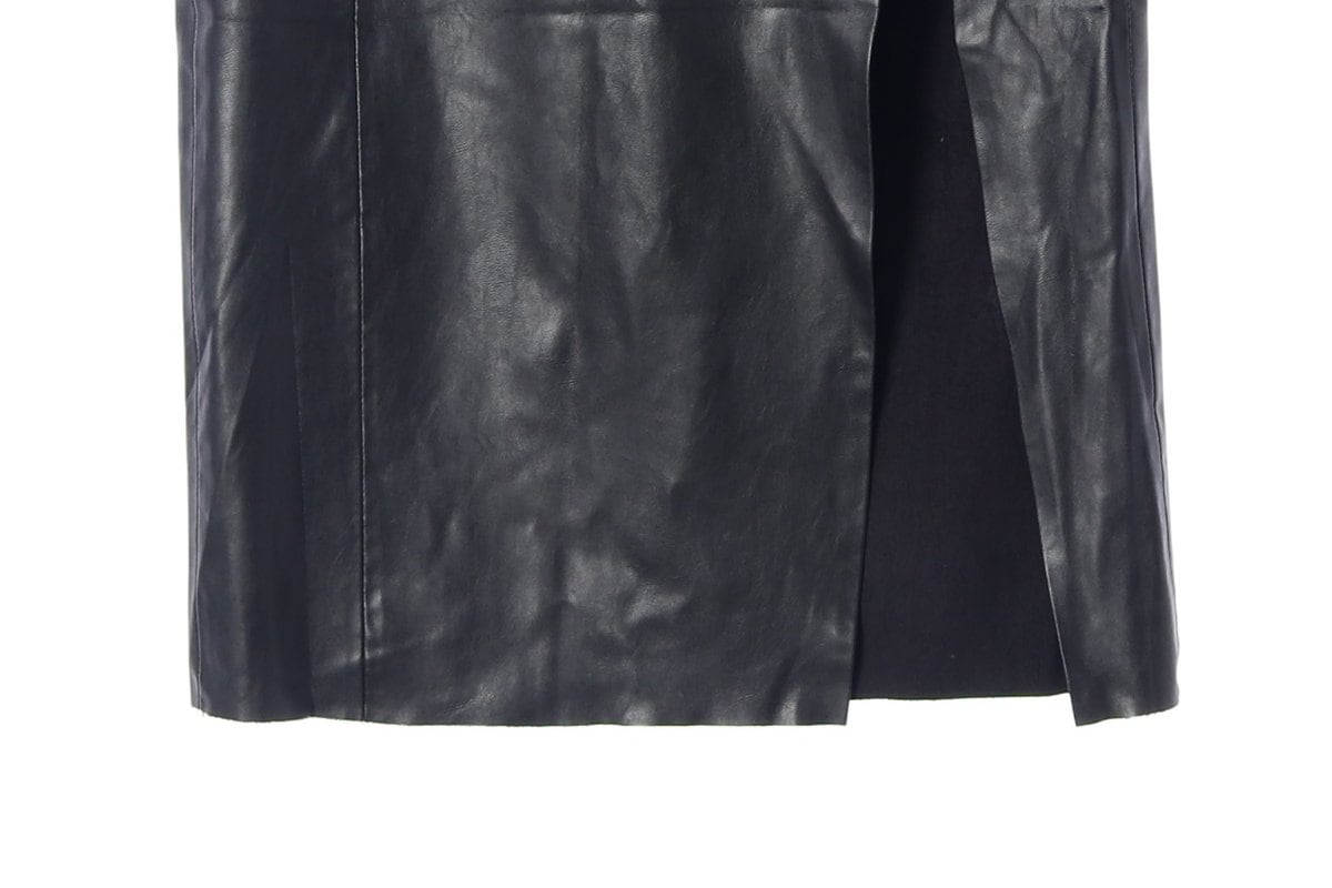 ZARA 자라 블랙 레더 컷아웃 슬릿 롱 가죽 치마 스커트 S 상세 이미지 5