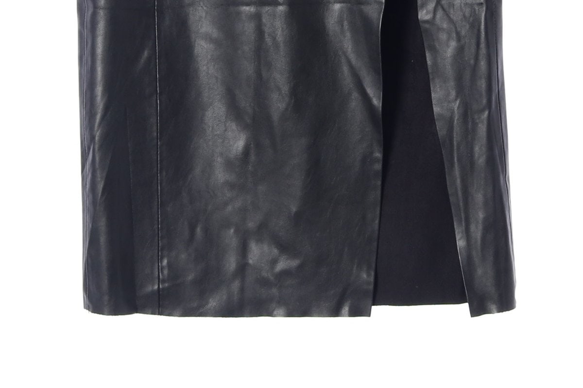ZARA 자라 블랙 레더 컷아웃 슬릿 롱 가죽 치마 스커트 S 이미지 5