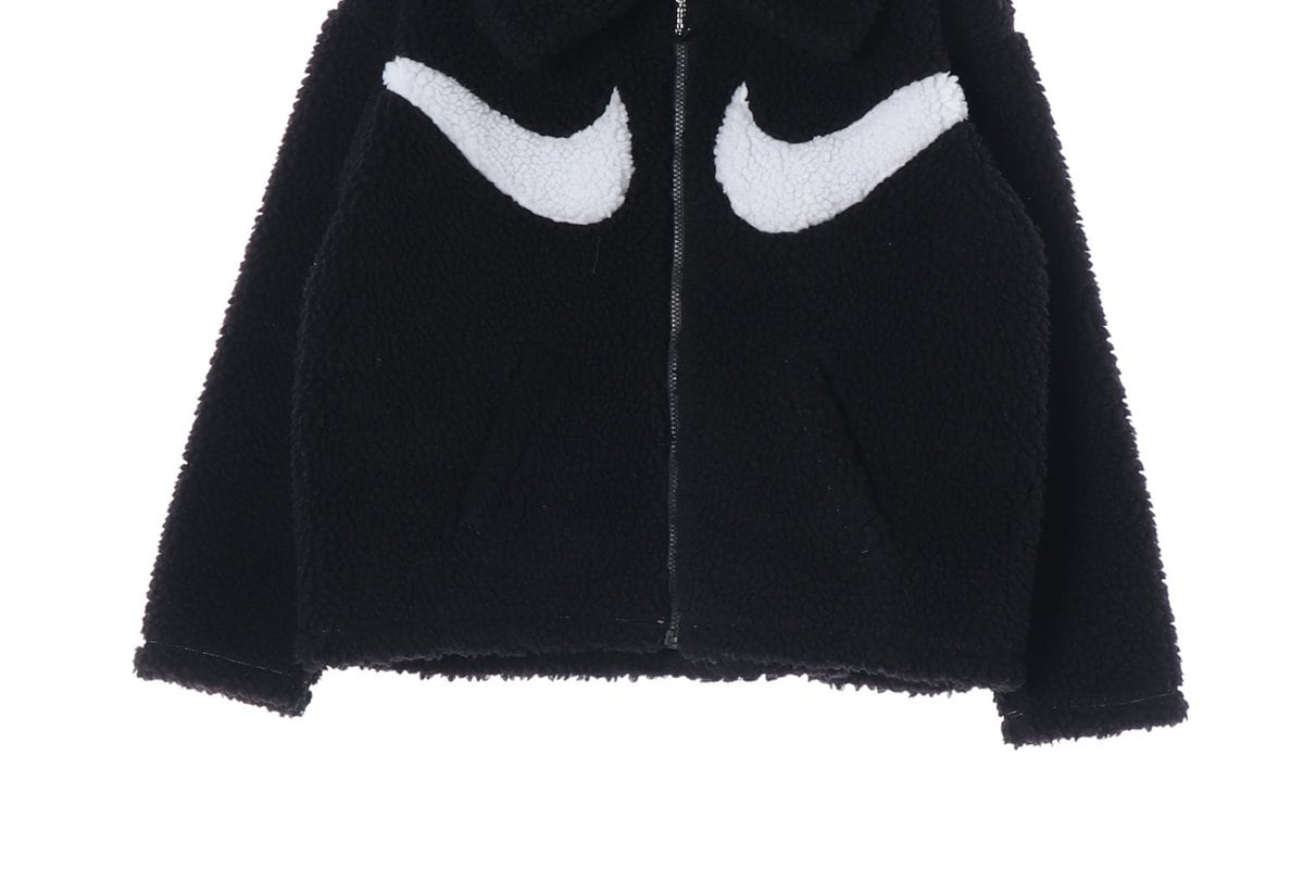 나이키 스우시 블랙 카라 뽀글이 집업 점퍼 재킷 22FW 상세 이미지 4