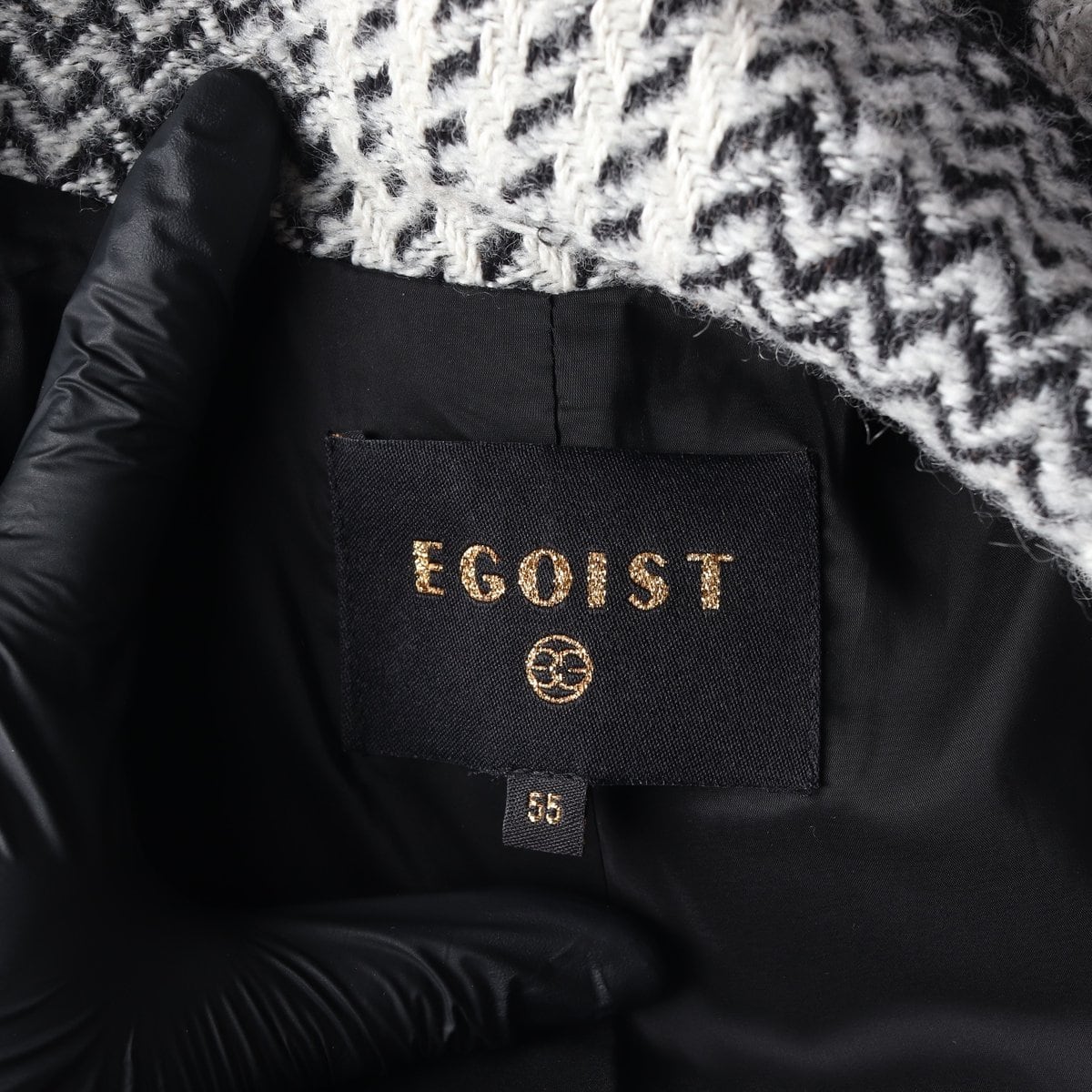EGOIST 에고이스트 블랙 체크 빅버튼 태슬 롱 코트 상세 이미지 6