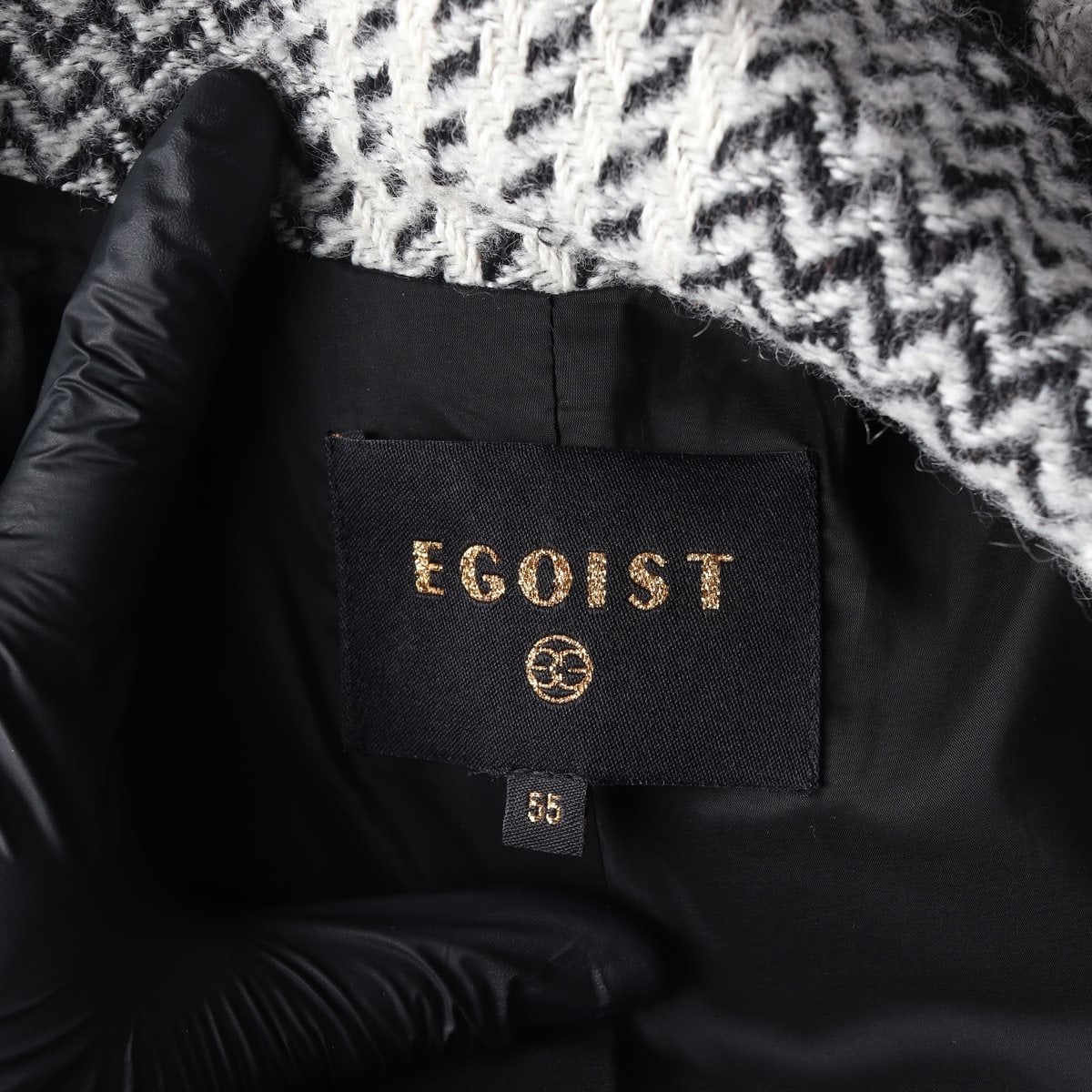 EGOIST 에고이스트 블랙 체크 빅버튼 태슬 롱 코트 이미지 6