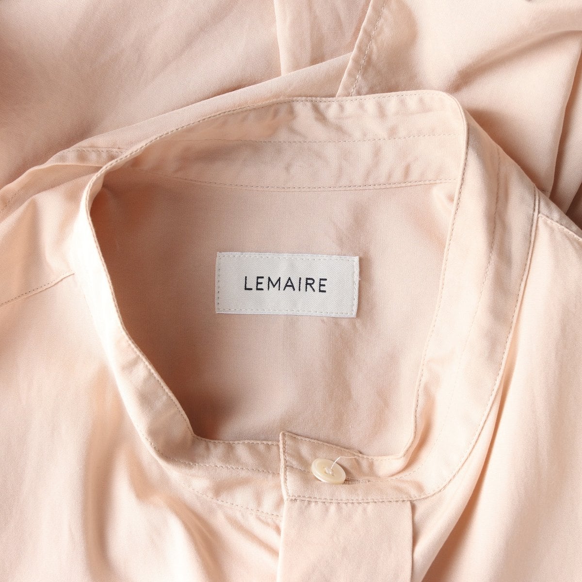 LEMAIRE 르메르 핑크 노카라 포켓 오버핏 긴팔 롱 긴팔 셔츠 M 상세 이미지 5