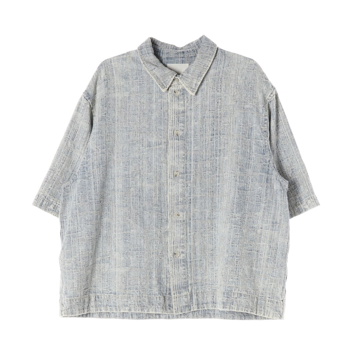 ZARA 자라 라이트블루 자카드 릴렉스핏 셔츠 오버핏 반팔 셔츠 XL 이미지 1