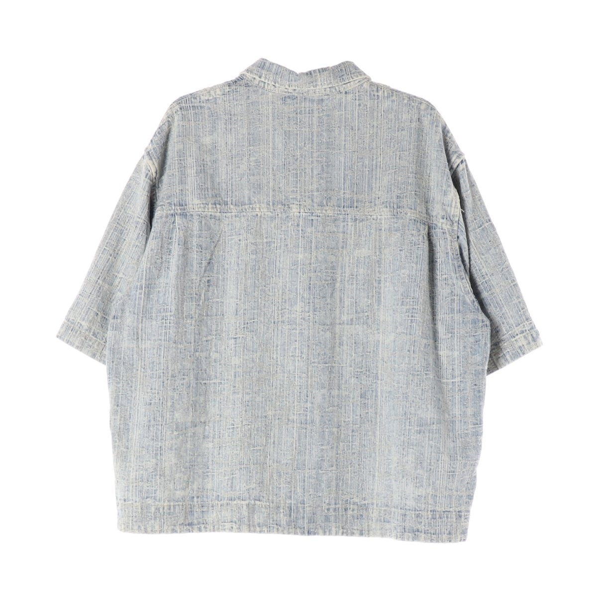 ZARA 자라 라이트블루 자카드 릴렉스핏 셔츠 오버핏 반팔 셔츠 XL 이미지 2
