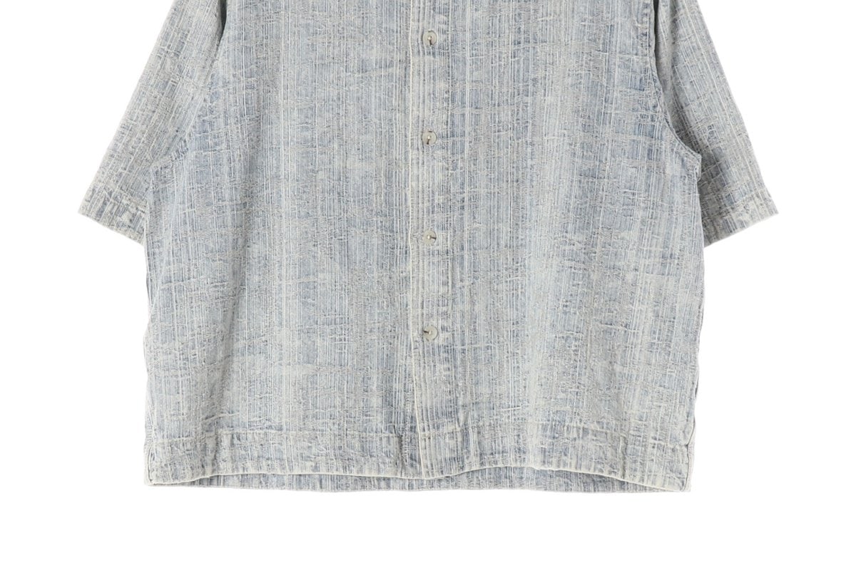 ZARA 자라 라이트블루 자카드 릴렉스핏 셔츠 오버핏 반팔 셔츠 XL 이미지 4