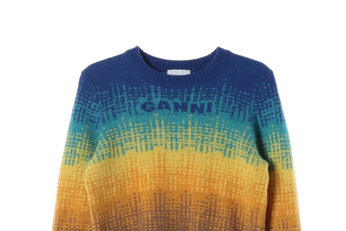 GANNI 가니 22FW 멀티컬러 로고 라운드 니트 스웨터 M 이미지 3