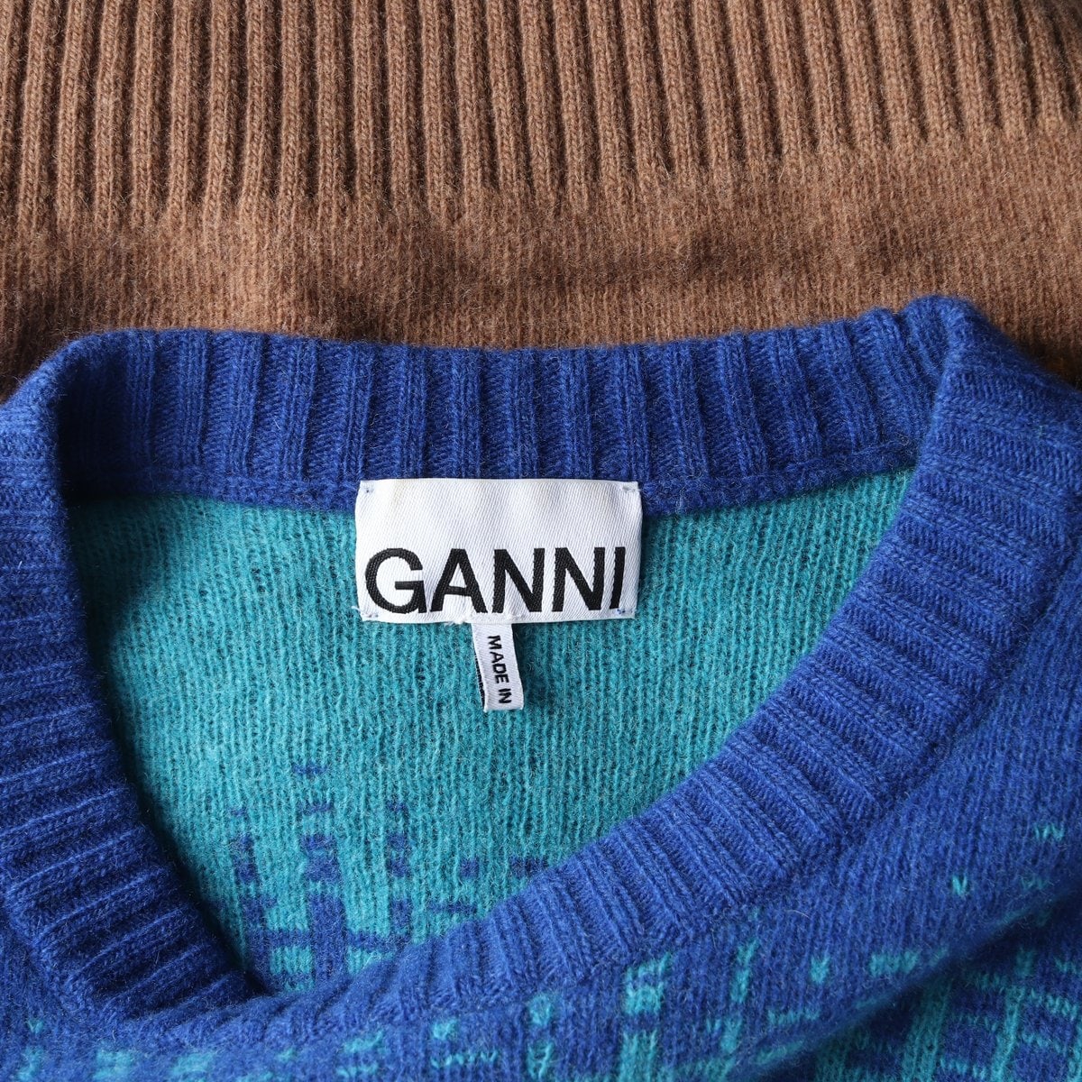 GANNI 가니 22FW 멀티컬러 로고 라운드 니트 스웨터 M 이미지 5
