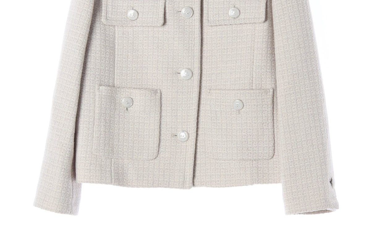 온앤온 22FW 아이보리 포켓 노카라 라운드 울 트위드 자켓 재킷  상세 이미지 4