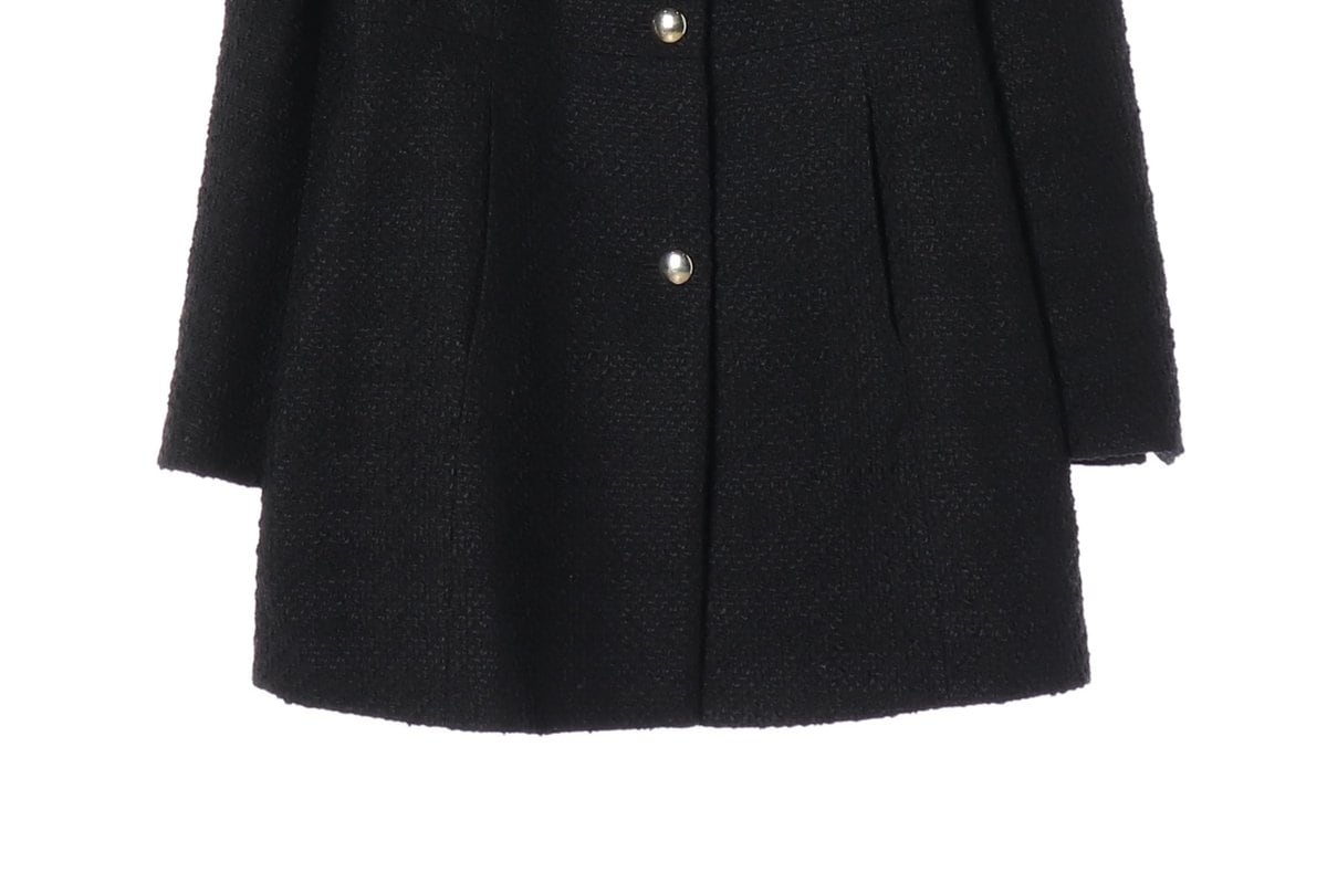 ZARA 자라 블랙 노카라 트위드 하프 자켓 재킷 코트 상세 이미지 5