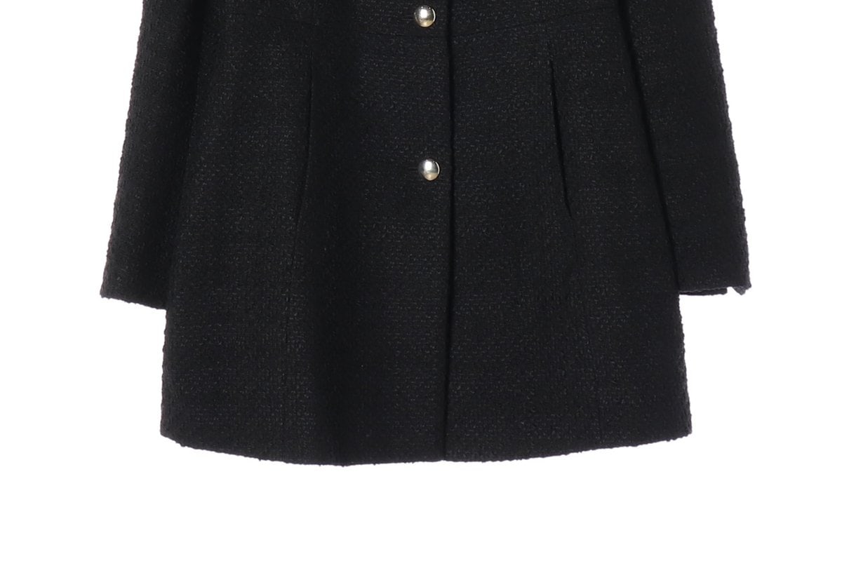ZARA 자라 블랙 노카라 트위드 하프 자켓 재킷 코트 이미지 5