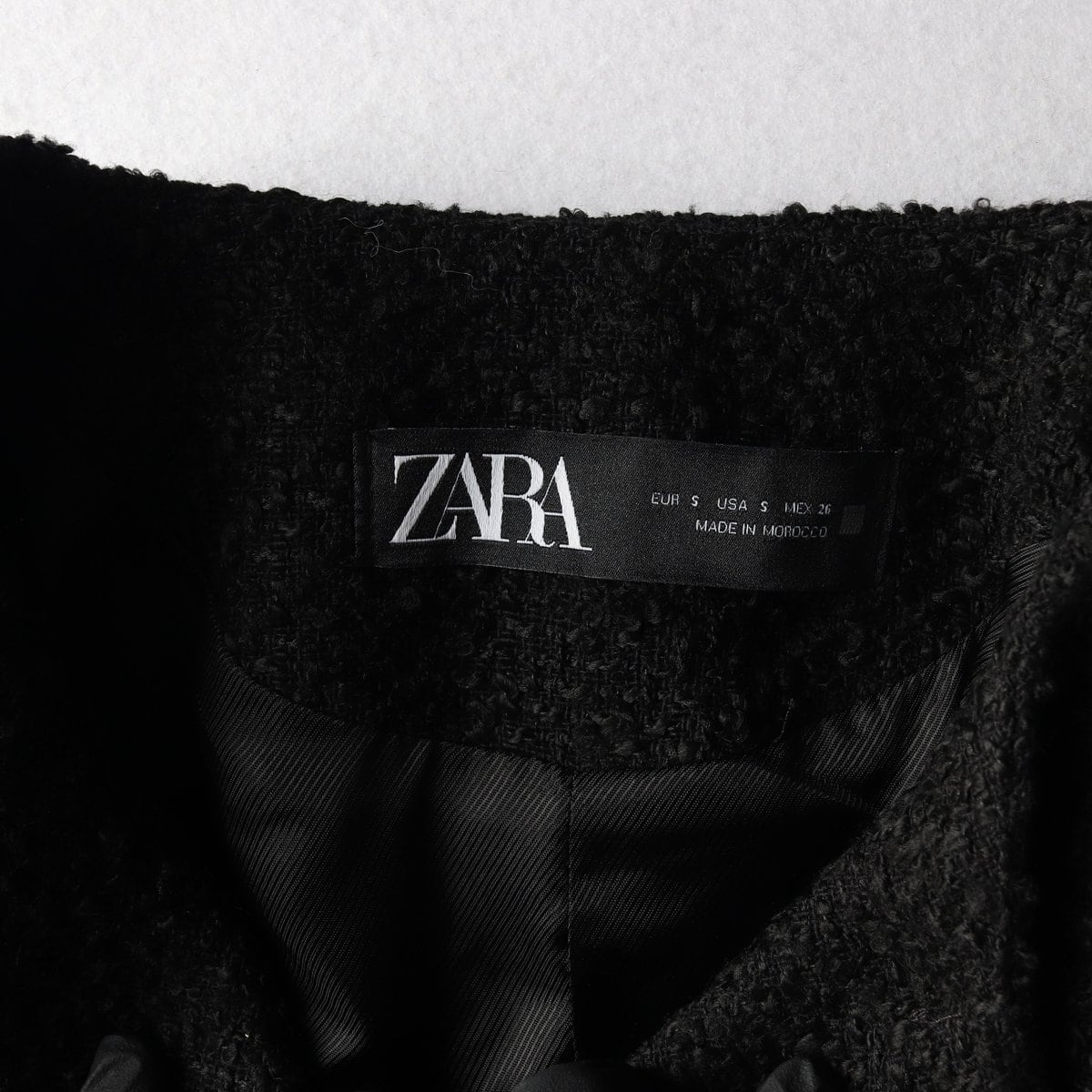 ZARA 자라 블랙 노카라 트위드 하프 자켓 재킷 코트 상세 이미지 6