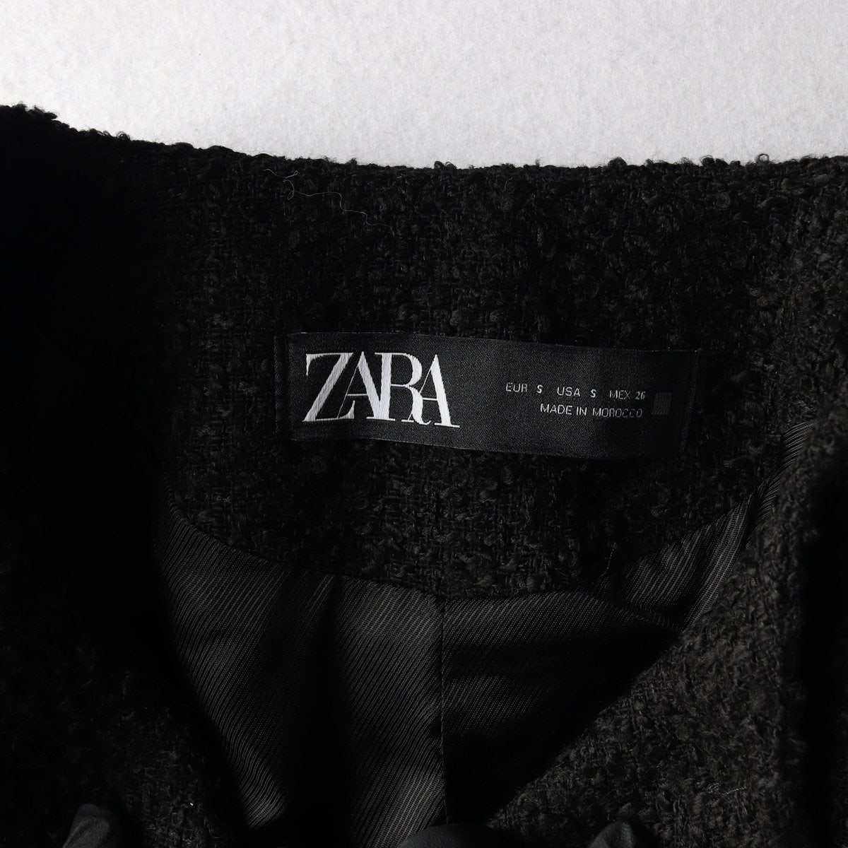 ZARA 자라 블랙 노카라 트위드 하프 자켓 재킷 코트 이미지 6