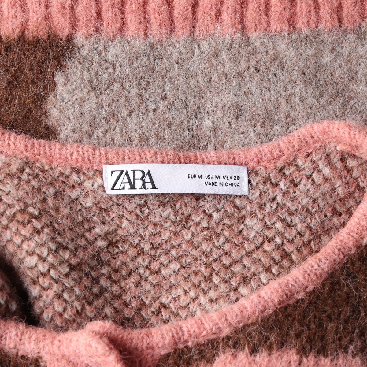 ZARA 자라 핑크 패턴 루즈핏 라운드 니트 가디건 M 상세 이미지 6