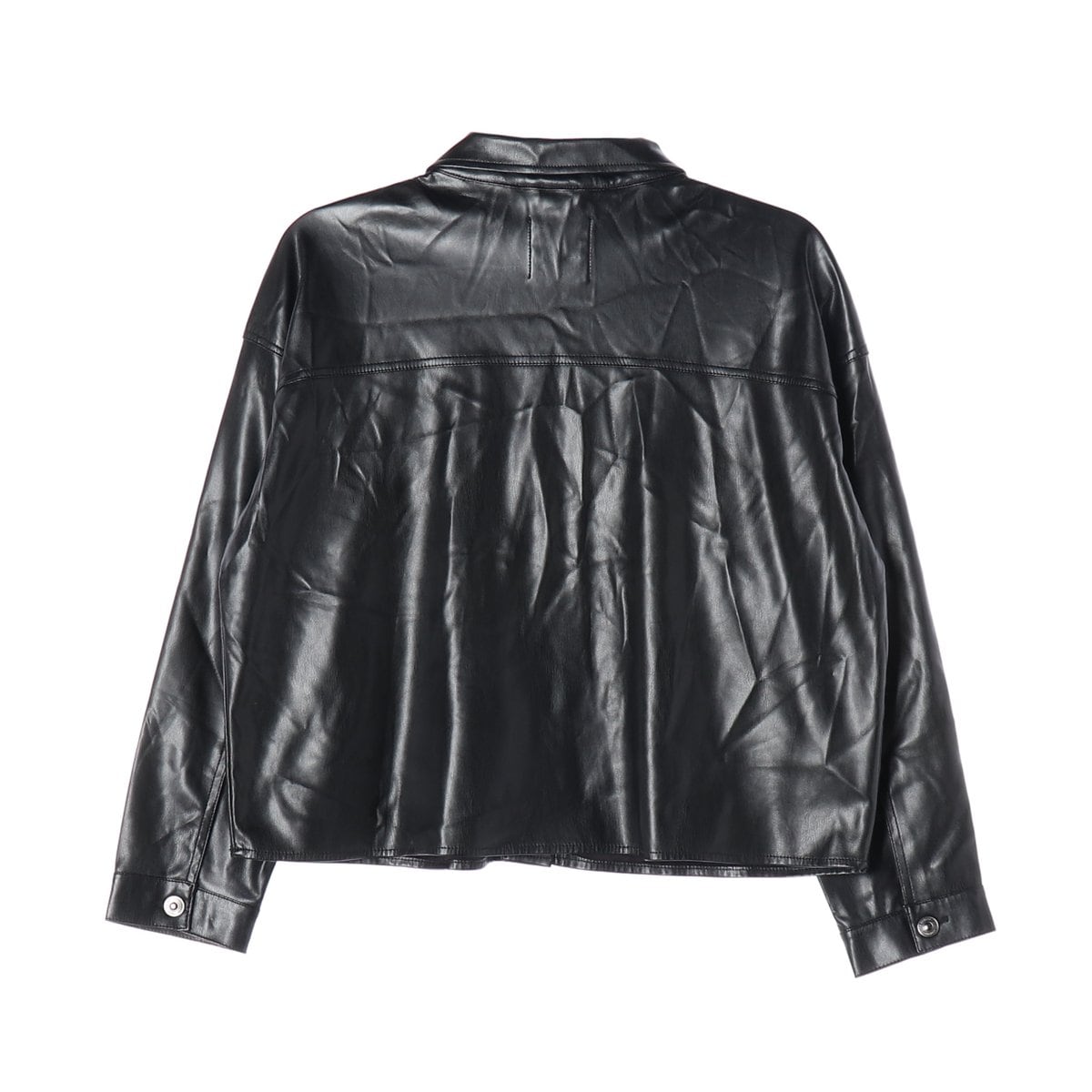 ZARA 자라 블랙 아웃포켓 레더 가죽 기모 재킷 오버핏 셔츠 자켓 M 상세 이미지 2