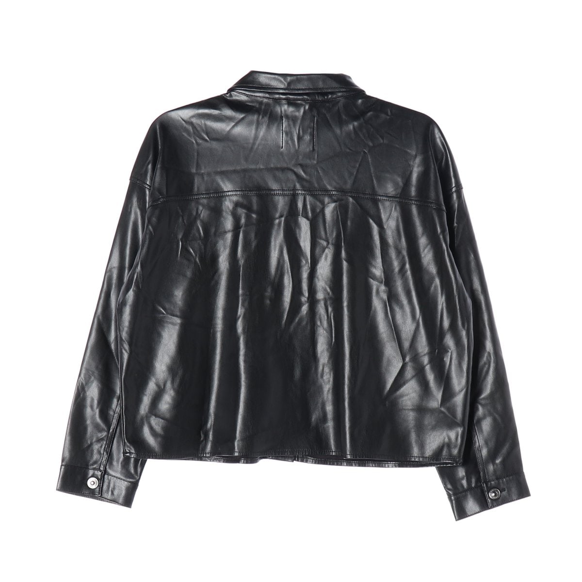 ZARA 자라 블랙 아웃포켓 레더 가죽 기모 재킷 오버핏 셔츠 자켓 M 이미지 2