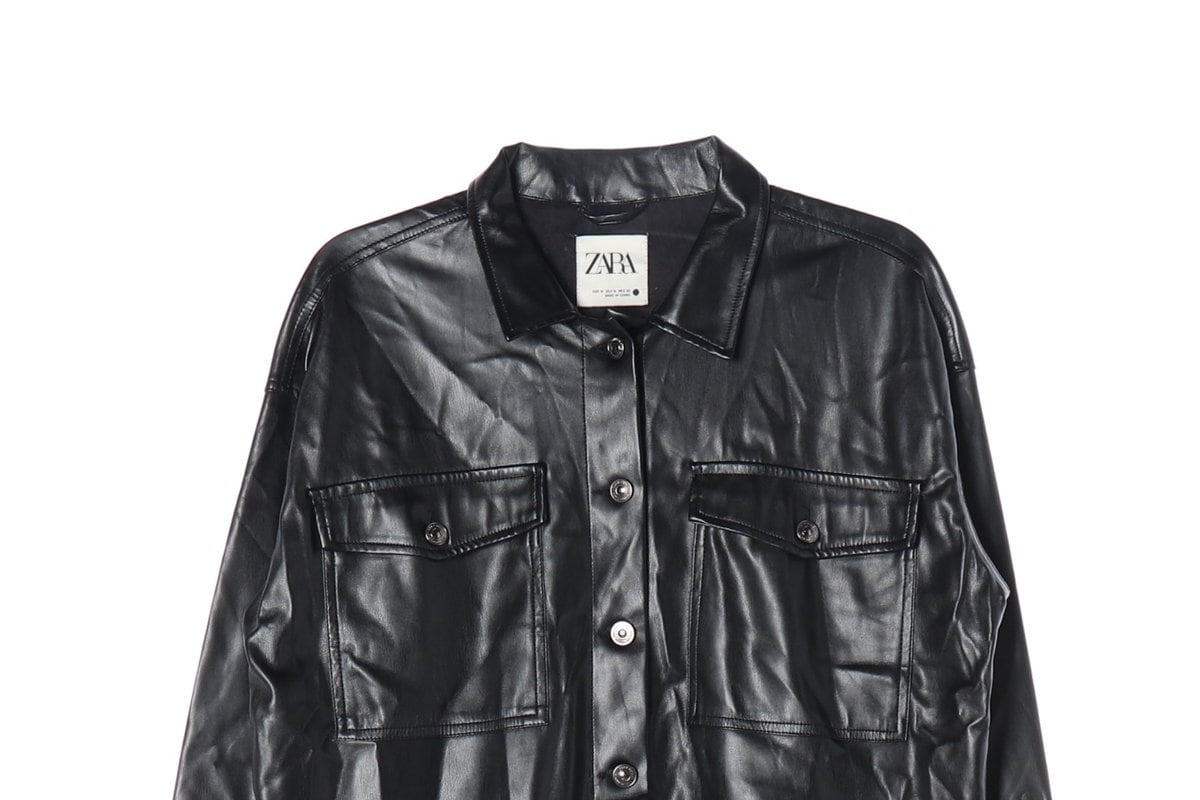 ZARA 자라 블랙 아웃포켓 레더 가죽 기모 재킷 오버핏 셔츠 자켓 M 상세 이미지 3