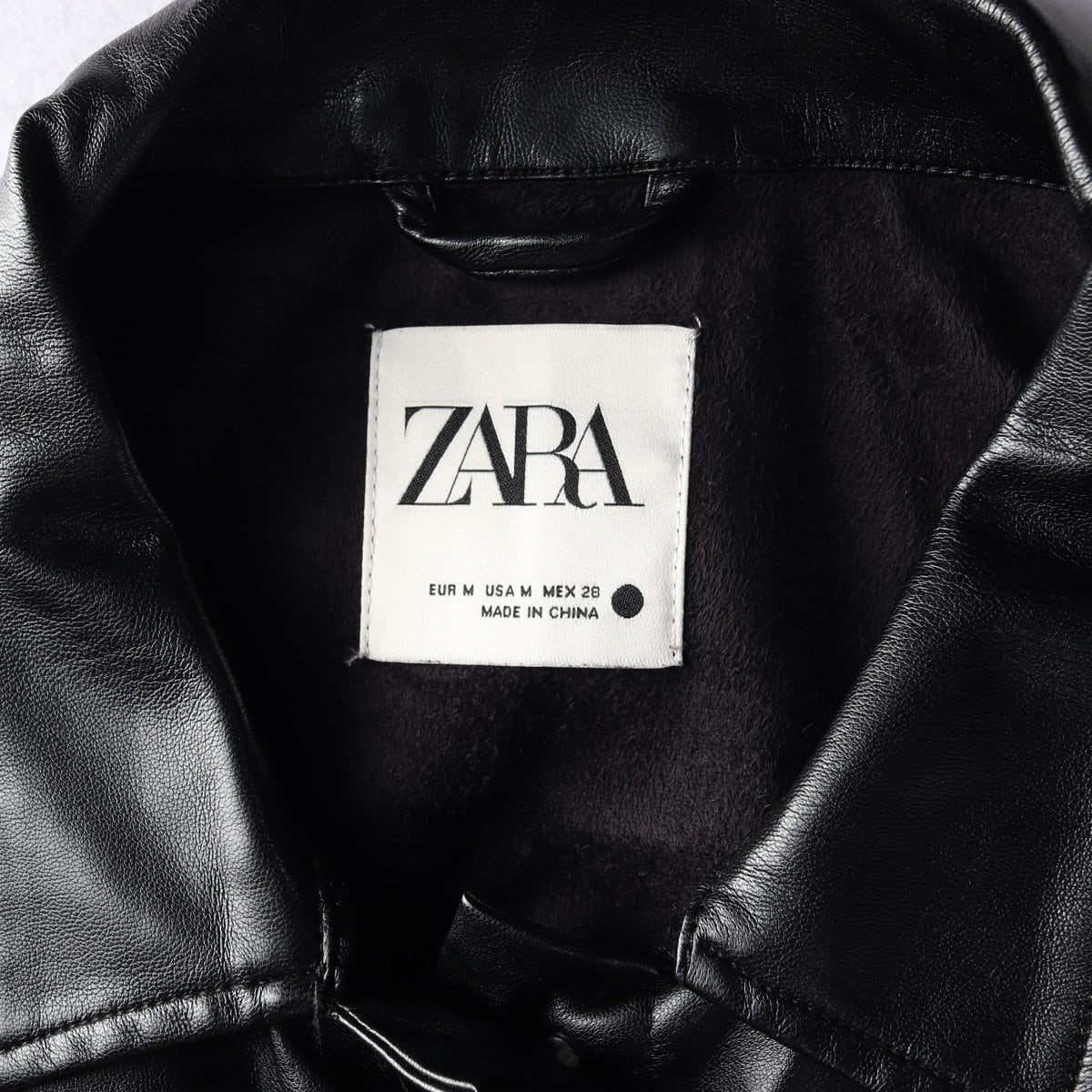 ZARA 자라 블랙 아웃포켓 레더 가죽 기모 재킷 오버핏 셔츠 자켓 M 상세 이미지 5