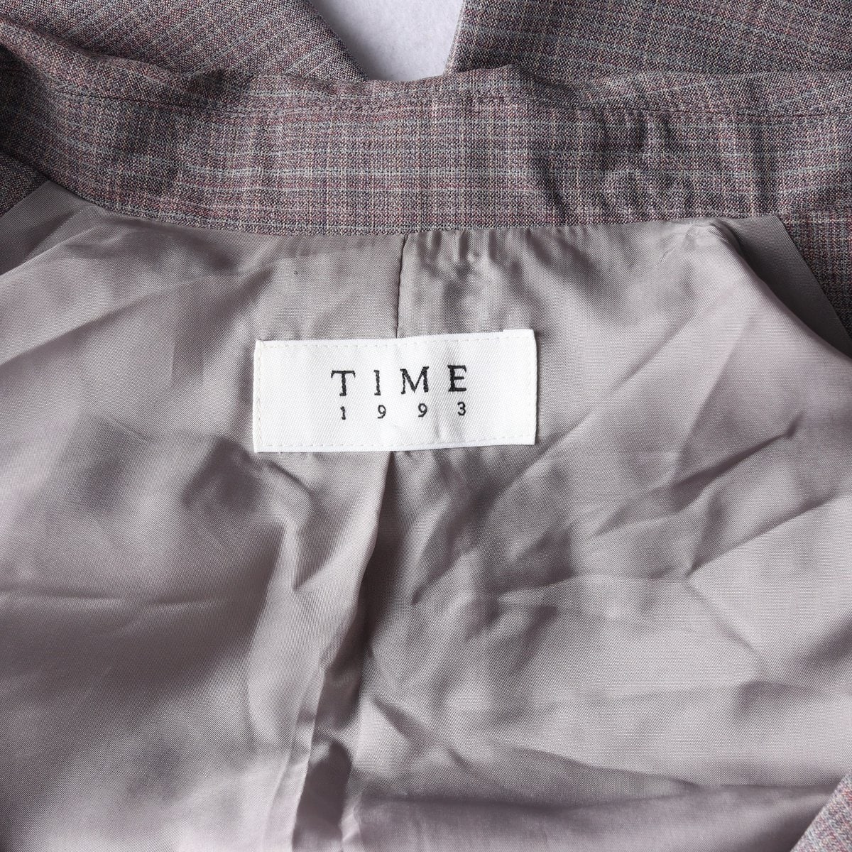 TIME 타임 체크 패턴 울100% 블레이저 셋업 자켓 재킷 이미지 6