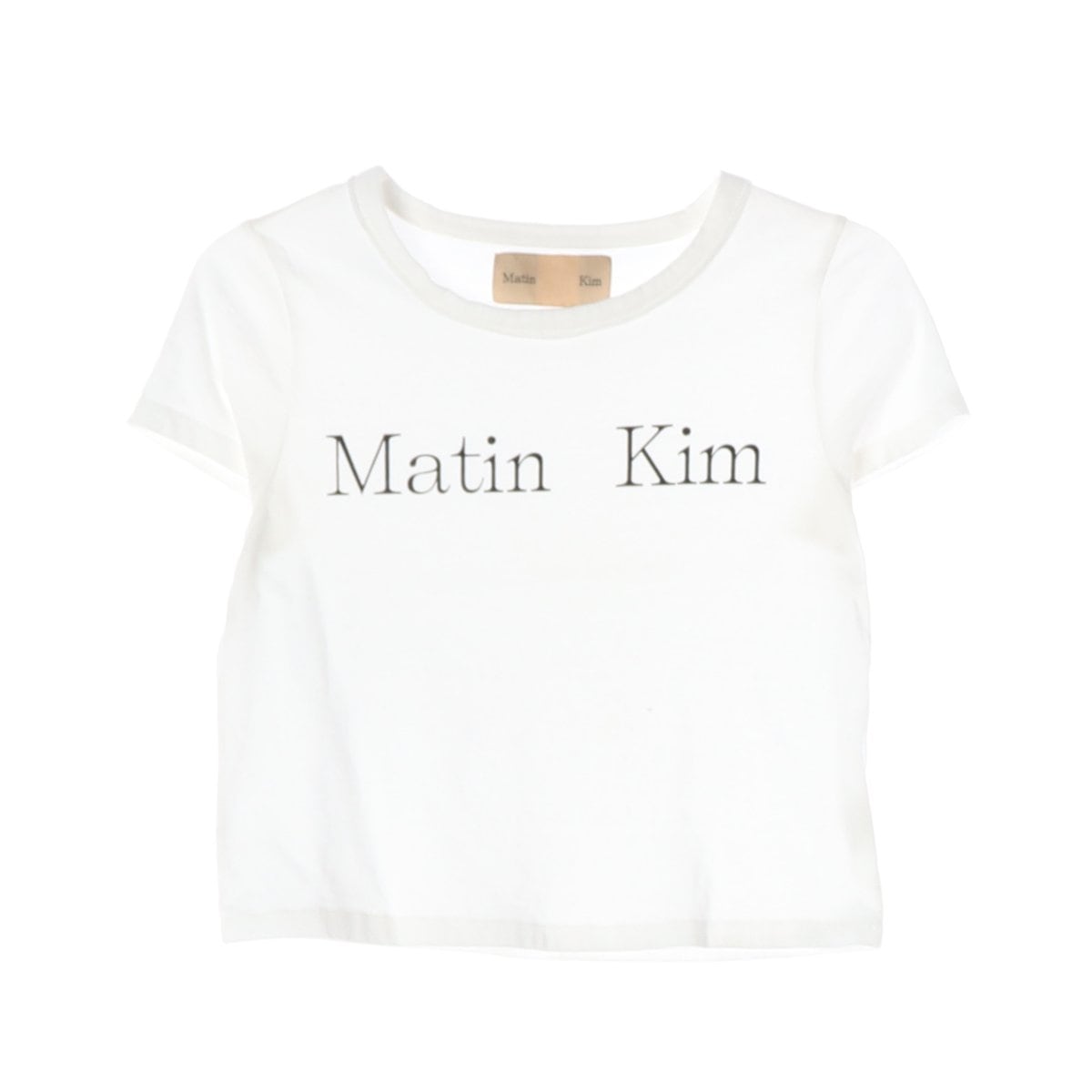 MATIN KIM 마뗑킴 로고 화이트 반팔 크롭티 티셔츠 상세 이미지 1