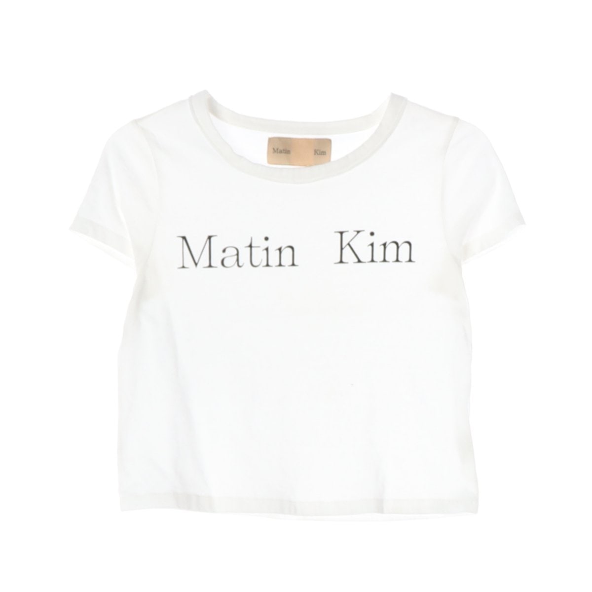 MATIN KIM 마뗑킴 로고 화이트 반팔 크롭티 티셔츠 이미지 1