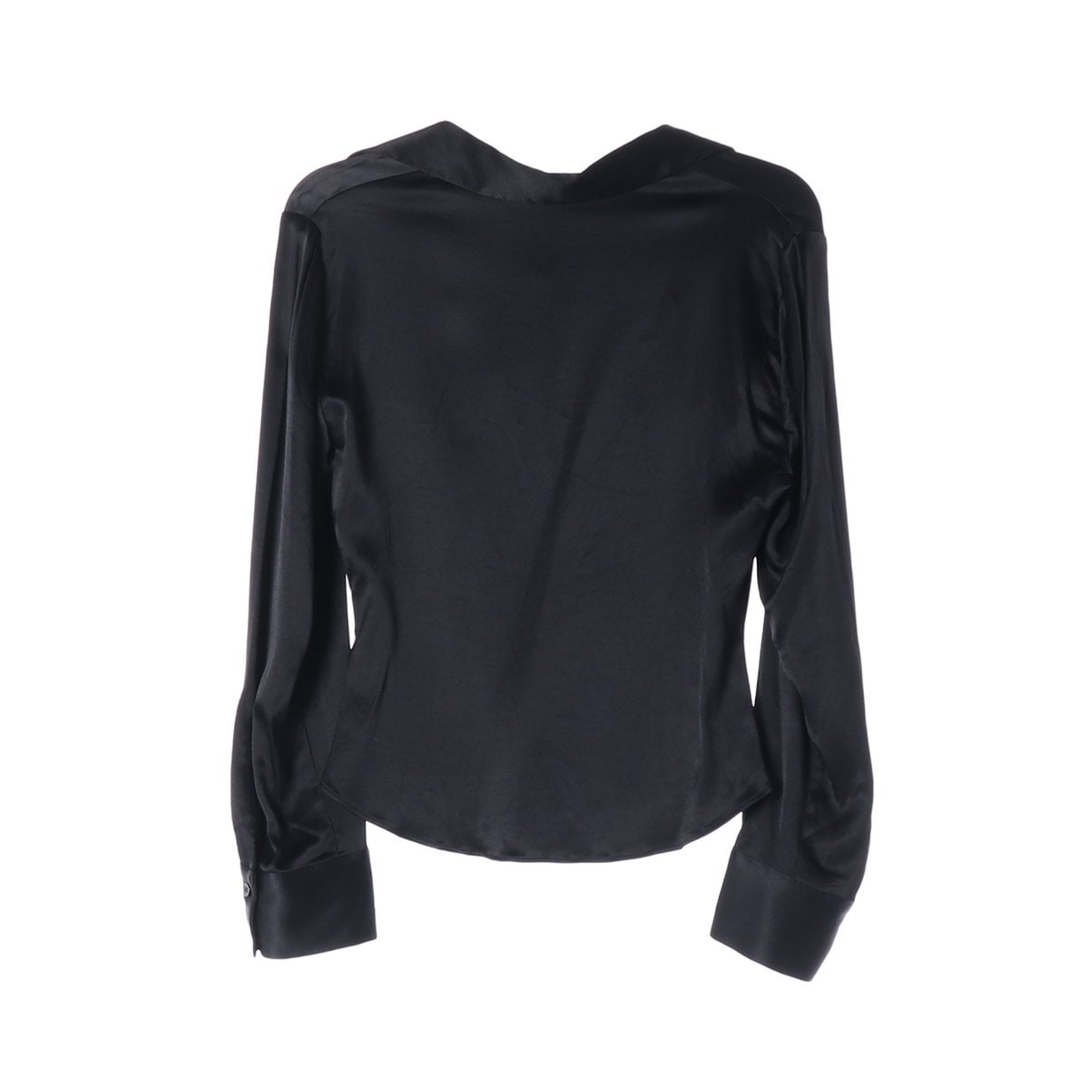 (새상품)ZARA 자라 블랙 새틴 셔링 브이넥 셔츠  이미지 2