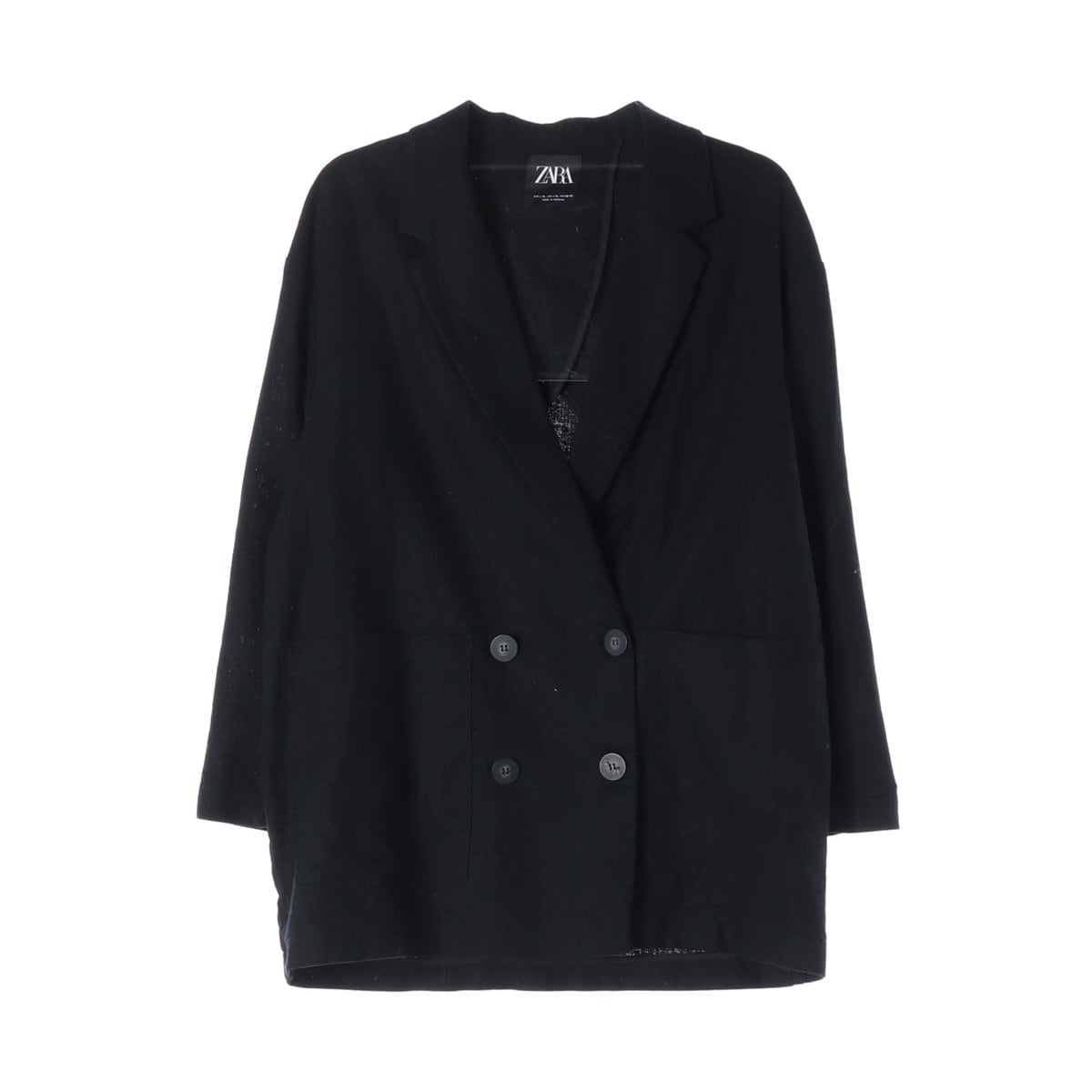 ZARA 자라 린넨 블랙 더블버튼 블레이저 재킷 자켓 상세 이미지 1