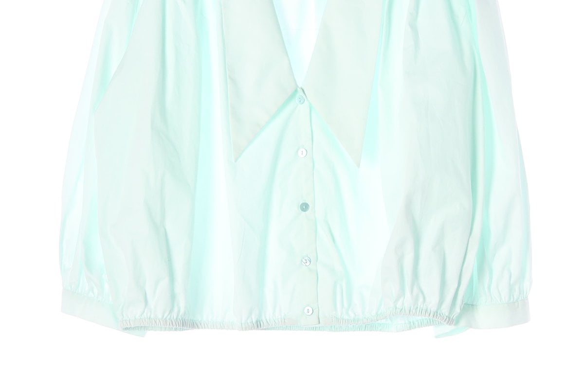 ZARA 자라 민트 브이넥 카라 셔링 블라우스 셔츠 상세 이미지 4