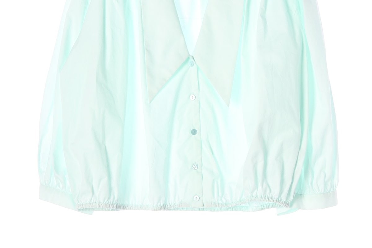 ZARA 자라 민트 브이넥 카라 셔링 블라우스 셔츠 이미지 4