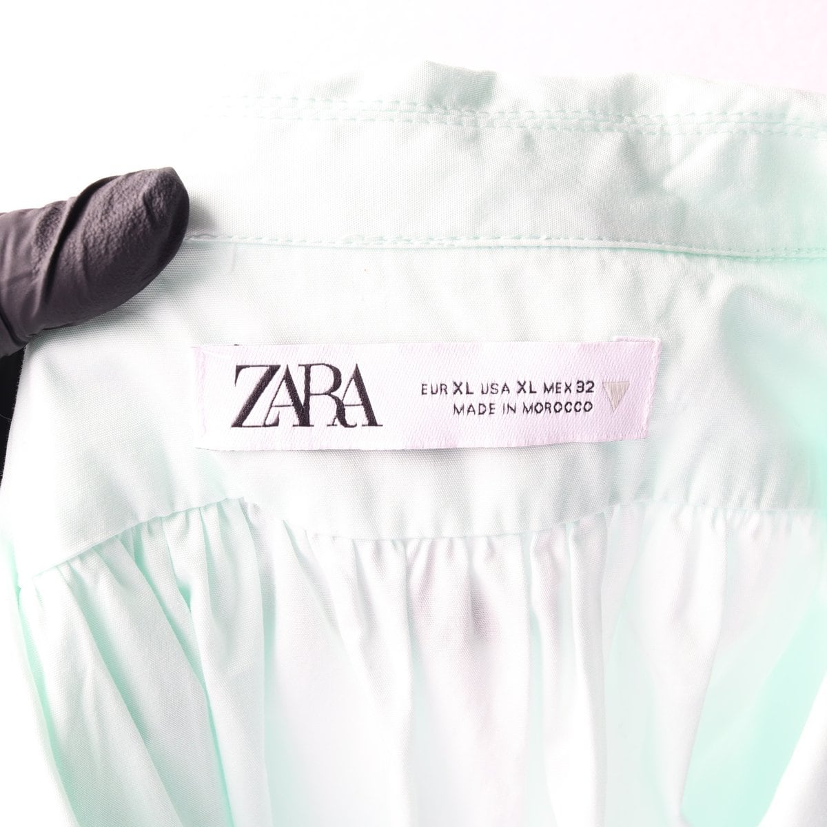 ZARA 자라 민트 브이넥 카라 셔링 블라우스 셔츠 상세 이미지 5