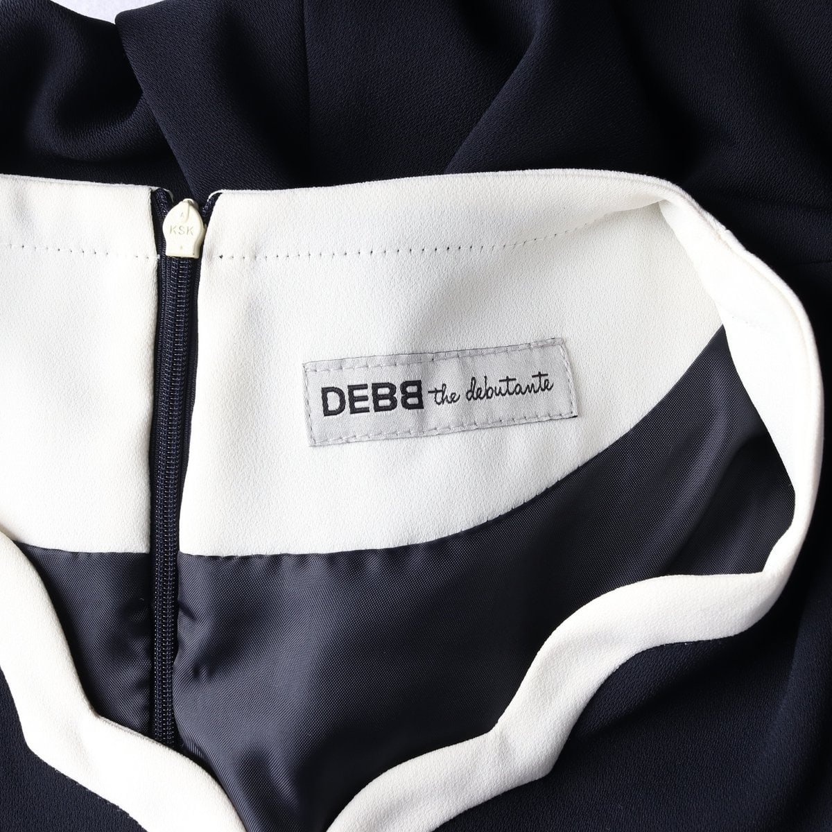DEBB 뎁 네이비 물결 브리넥 반팔 플레어 원피스 이미지 6