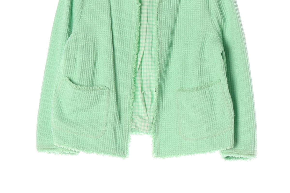ZARA 자라 그린 와플 노카라 라운드 자켓 재킷 L 상세 이미지 4