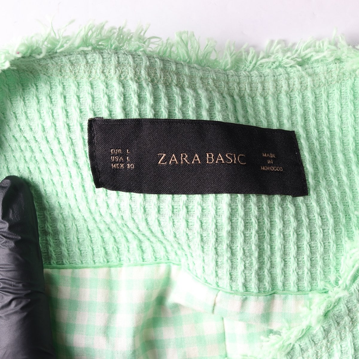 ZARA 자라 그린 와플 노카라 라운드 자켓 재킷 L 상세 이미지 5