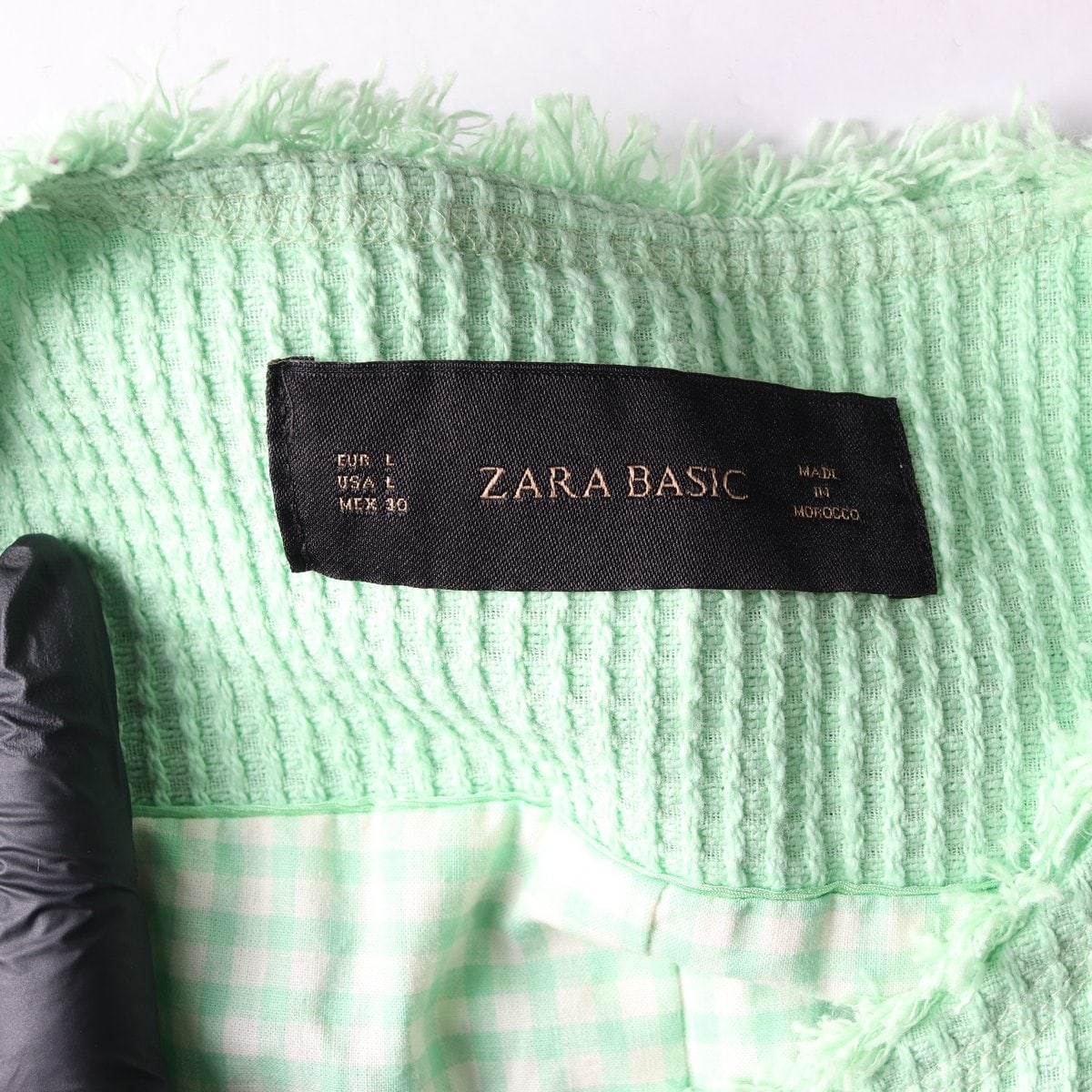 ZARA 자라 그린 와플 노카라 라운드 자켓 재킷 L 이미지 5