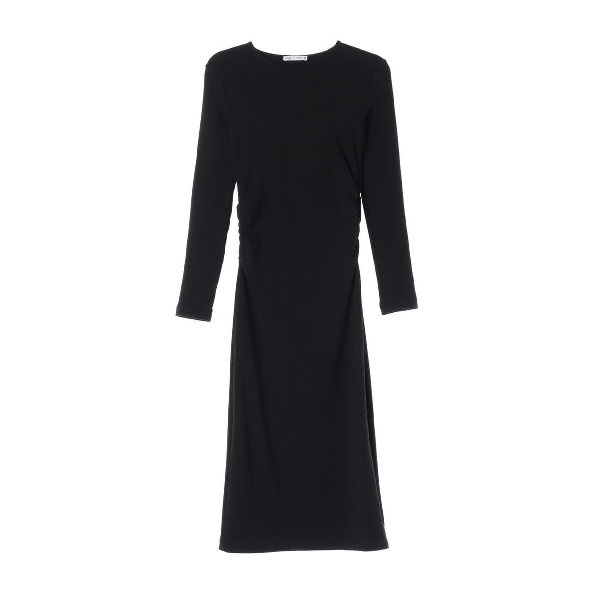 ZARA 자라 블랙 허리 셔링 긴팔 맥시 롱 원피스 S 상세 이미지 1