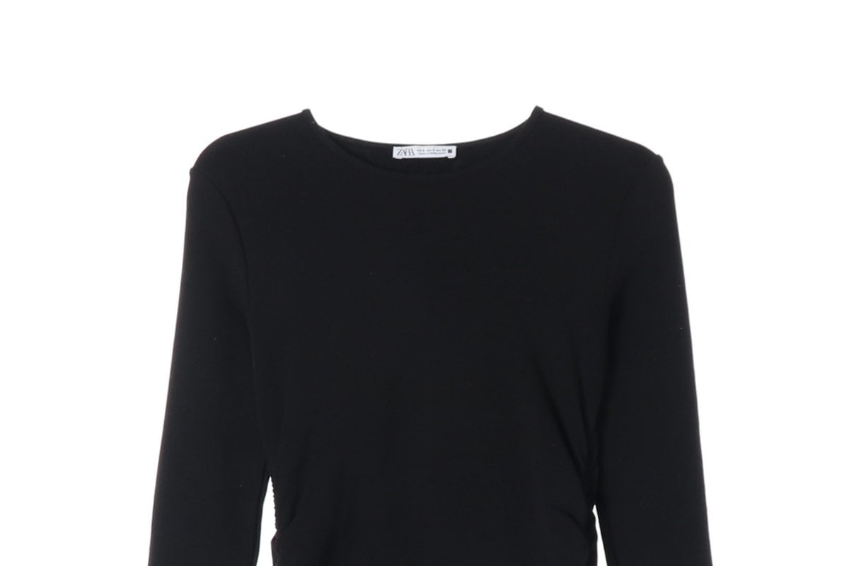 ZARA 자라 블랙 허리 셔링 긴팔 맥시 롱 원피스 S 상세 이미지 3