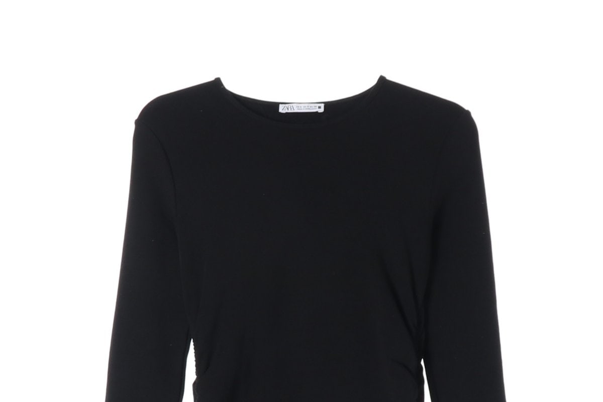 ZARA 자라 블랙 허리 셔링 긴팔 맥시 롱 원피스 S 이미지 3