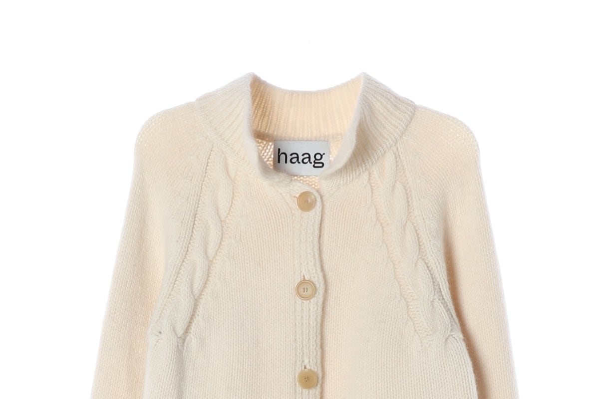 HAAG 헤이그 21FW 울알파카100% 베이지 니트 카라 가디건  상세 이미지 3