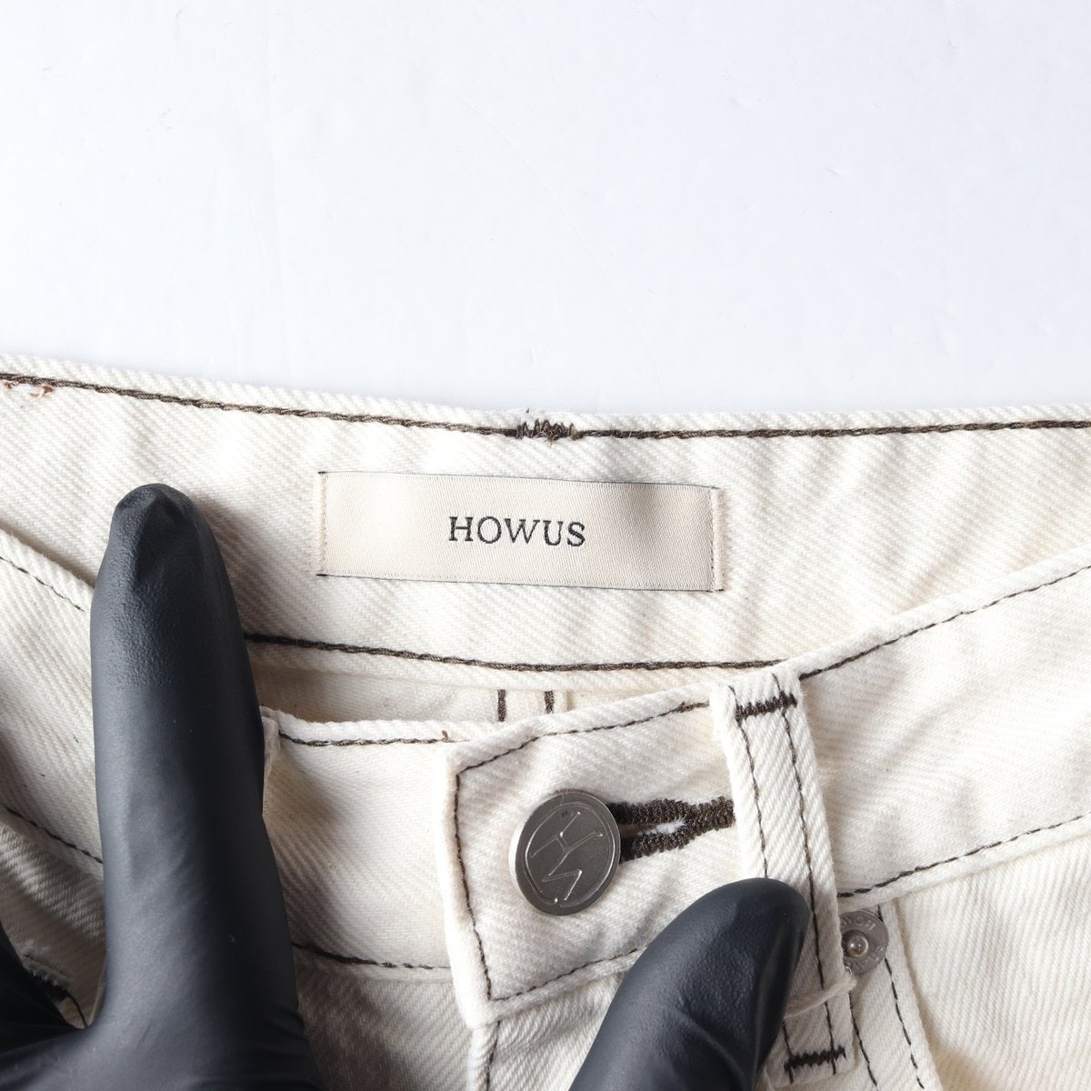 (새상품) HOWUS 호와스 크림 스트레이트 데님 진 청바지 XS 이미지 6