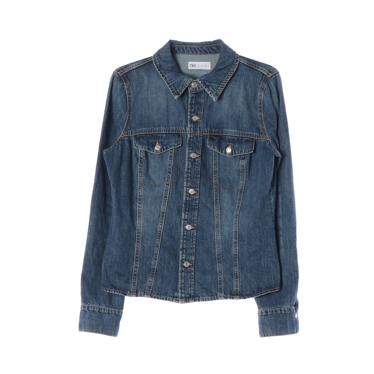 ZARA 자라 진청 워싱 라인 데님 셔츠 재킷 청자켓 L 상세 이미지 1
